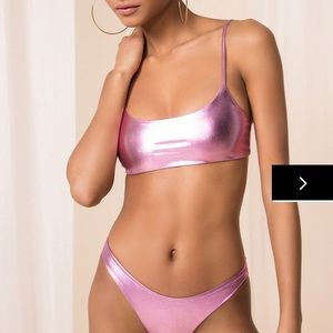 Superdown metallic pink bikini top